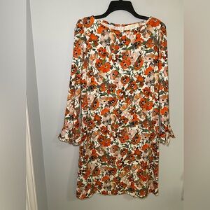 Goat Mid Length Poppy Print Long Sleeve Dress Size 8